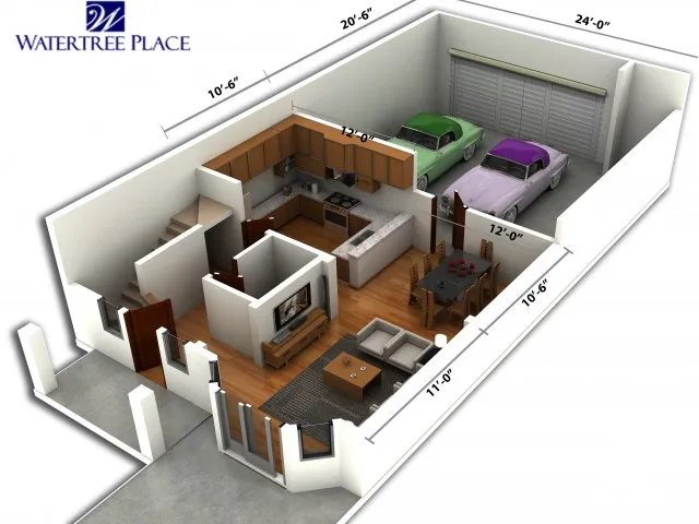 Three bedroom townhome floor plan