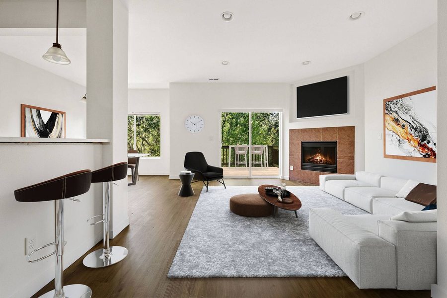 Living room with fireplace