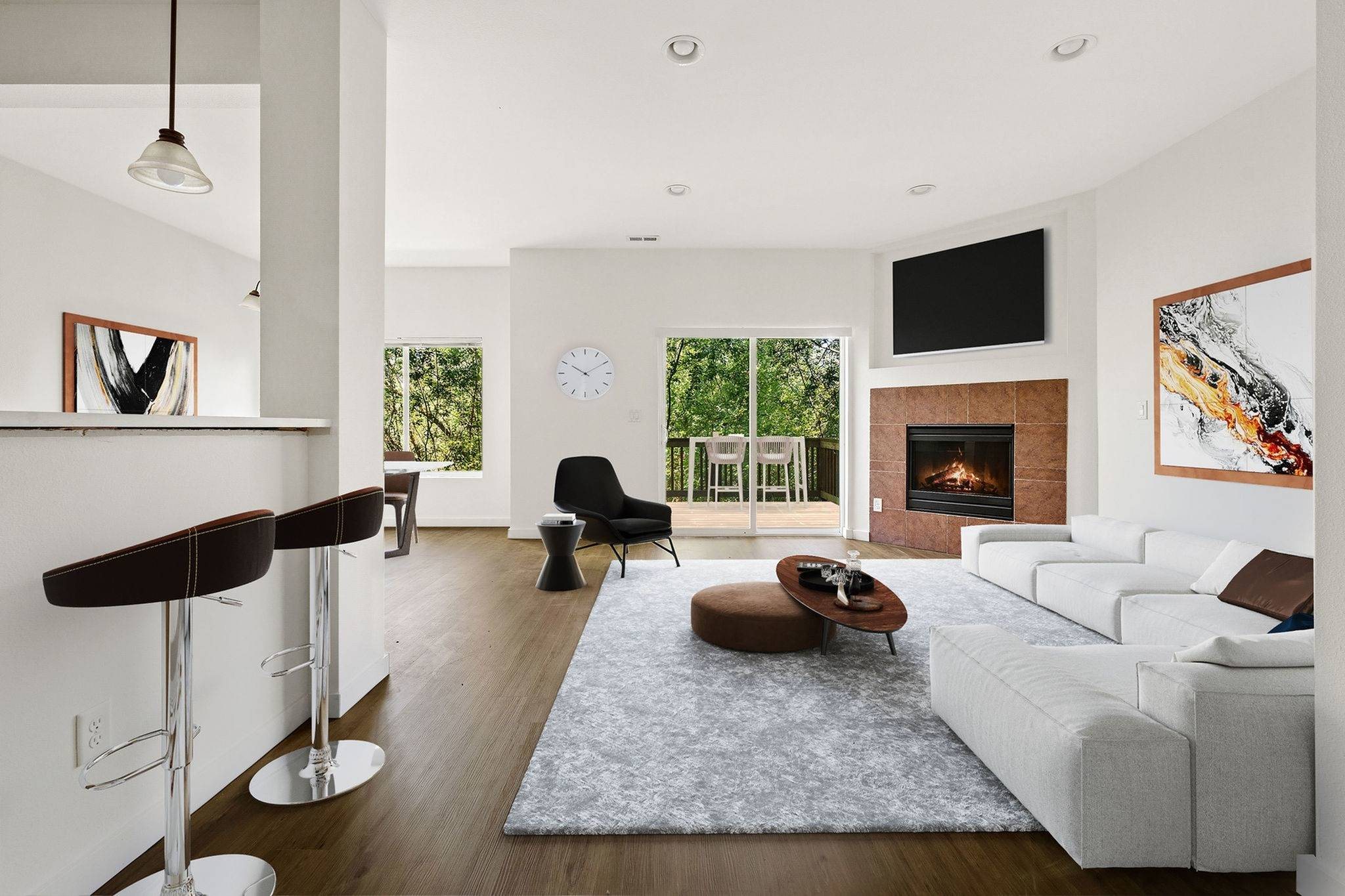 Living room with fireplace